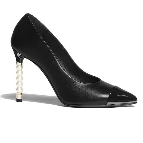 chanel black patent pumps|Chanel lambskin pumps.